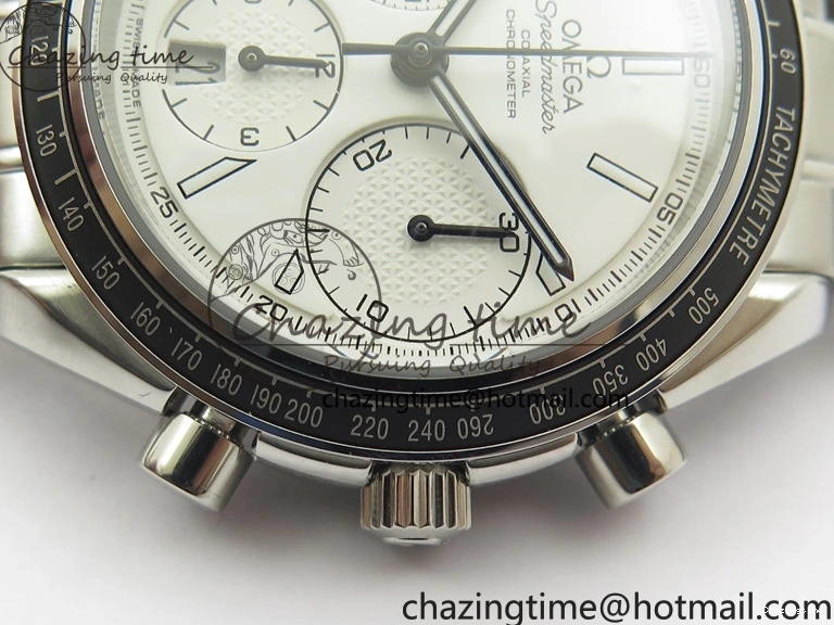 0507 Elegant Speedmaster Racing Master SS HRF 1:1 Best Edition White Dial on SS Bracelet A 7864